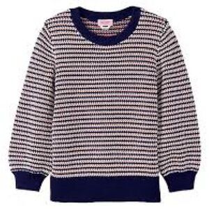 Kate Spade New York Chevron Puff-Sleeve Sweater Red White Blue Size XL NWT